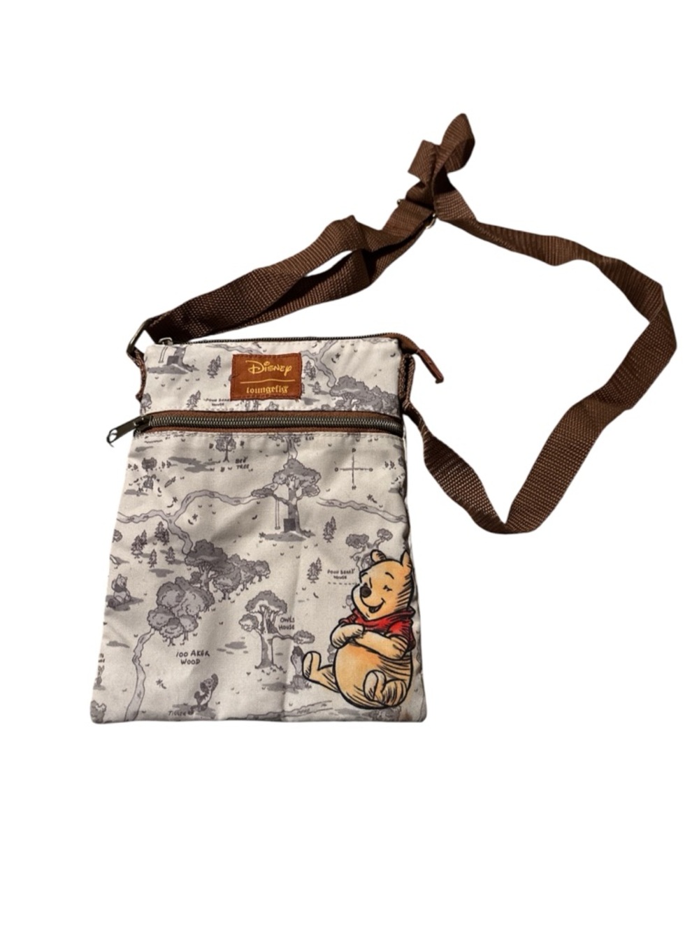 Loungefly Beige & Brown Winnie the Pooh Map Crossbody Messenger Bag